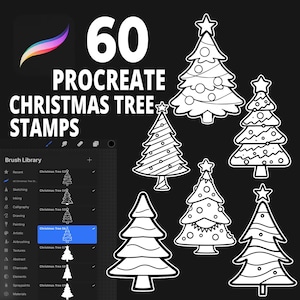 60 Procreate Christmas Tree Stamp Brushes, Christmas Tree Stamp Set, Christmas Tree Brushes, Christmas Procreate, Procreate New Year