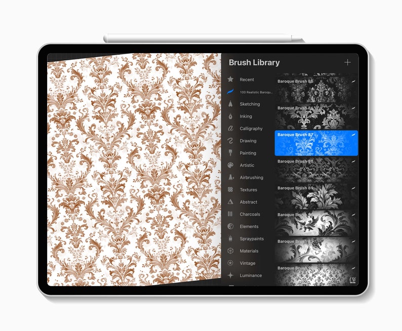 100 Realistic Baroque Procreate Brushes, Baroque Texture Brush ...