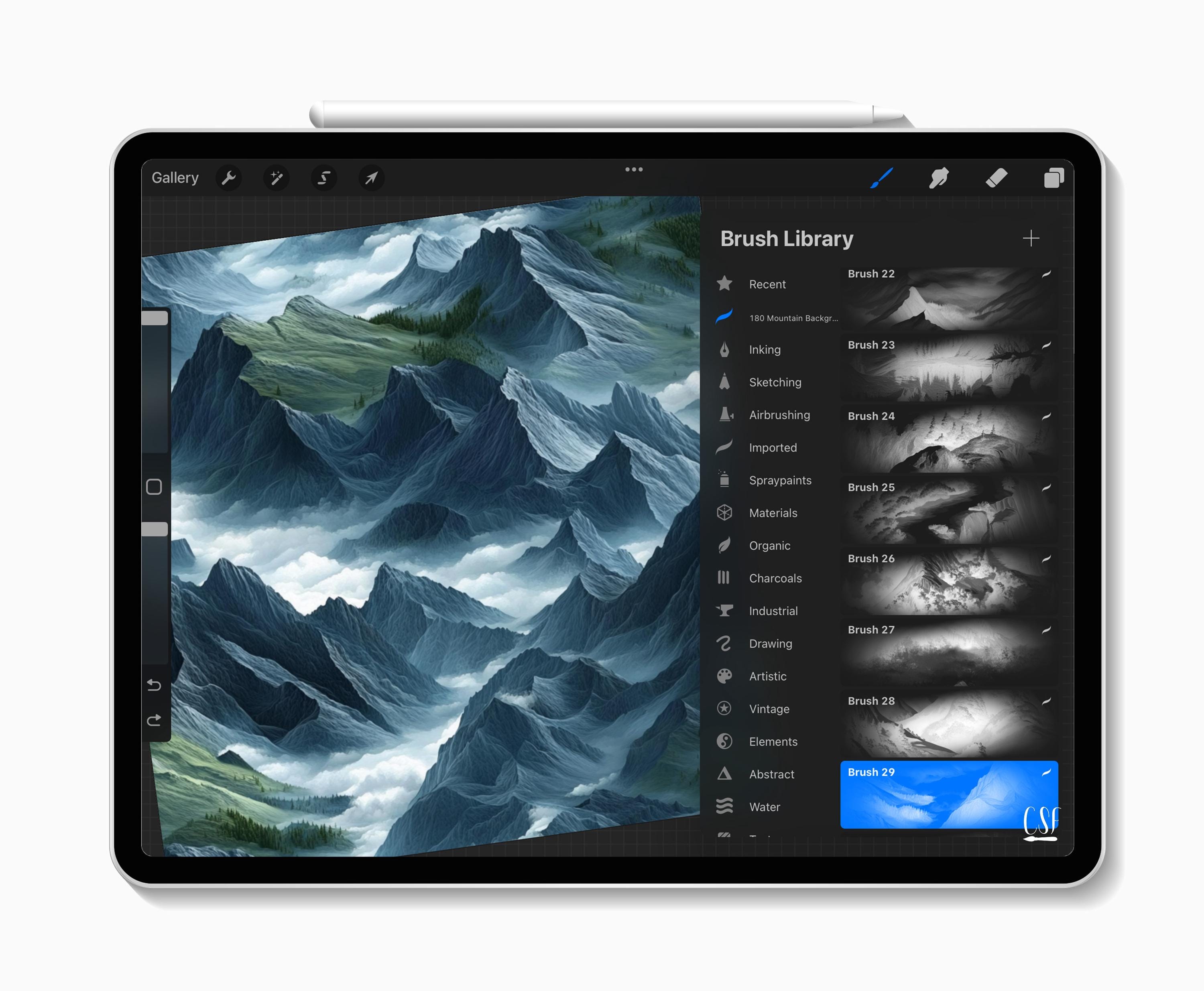 180 Procreate Mountain Texture Brushes, Mountain Landscape, Procreate ...