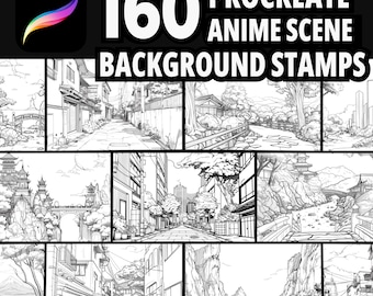 160 Procreate Anime Scene Stamp Brushes, Procreate Anime, Action Manga, Procreate Scenery, Action Scenes, Procreate Brushes