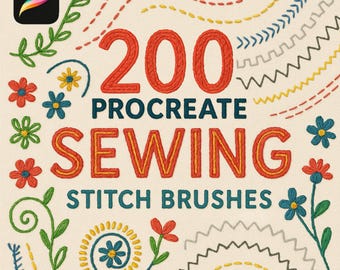 200 Pincéis de Textura para Costura no Procreate, Pincel para Bordado no Procreate, Pincel para Tricô, Crochê no Procreate, Tricô no Procreate, Tecido no Procreate