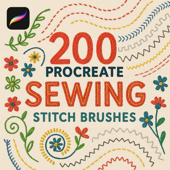 200 Procreate Sewing Stitch Texture Brush, Procreate Embroidery Brush, Knitting Brush, Procreate Crochet,Procreate Knitting,Fabric Procreate