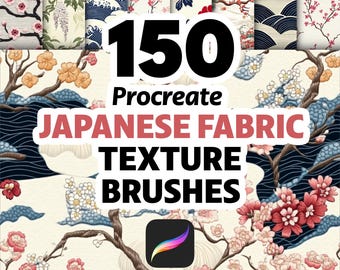 Pinceaux de texture de tissu japonais pour Procreate, pinceaux à motifs Sakura sans raccord, motifs textiles Washi traditionnels