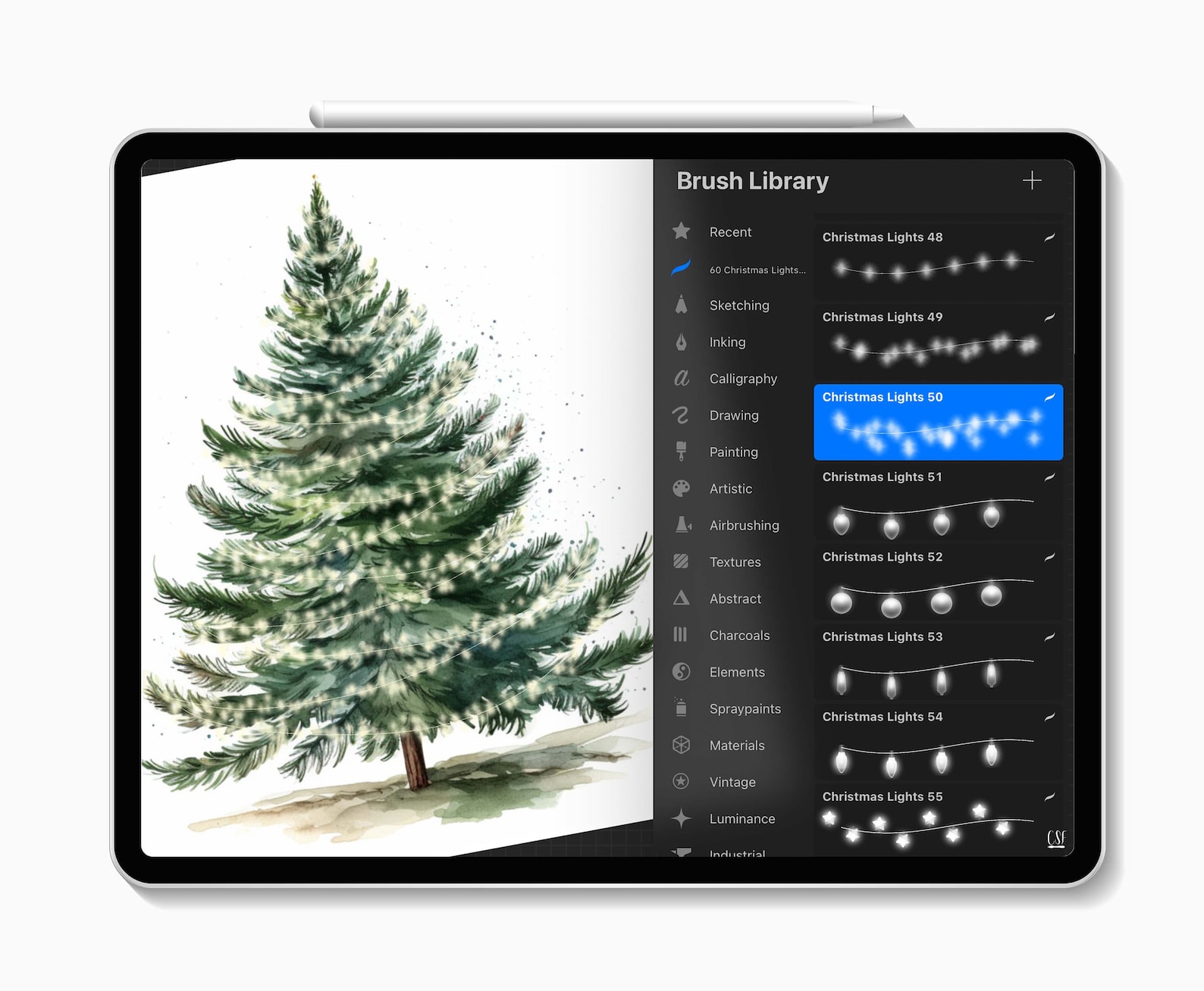 60 Christmas Lights Procreate Brushes,procreate Garland Brushes ...