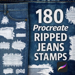 Procreate Ripped Jeans Stamps, Realistic Distressed Denim Fabric and Frayed Edge for Fashion Illustration