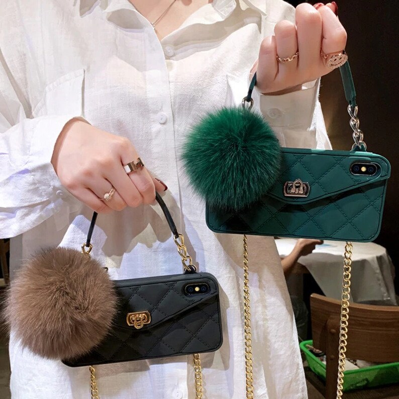 Luxurious Brand Portable With Fox Hairball Phone Case For Iphone 12 Mini 12 Pro Max 11 Pro X Xr Xs Max 7 8 P For P30 40 Mate30 P