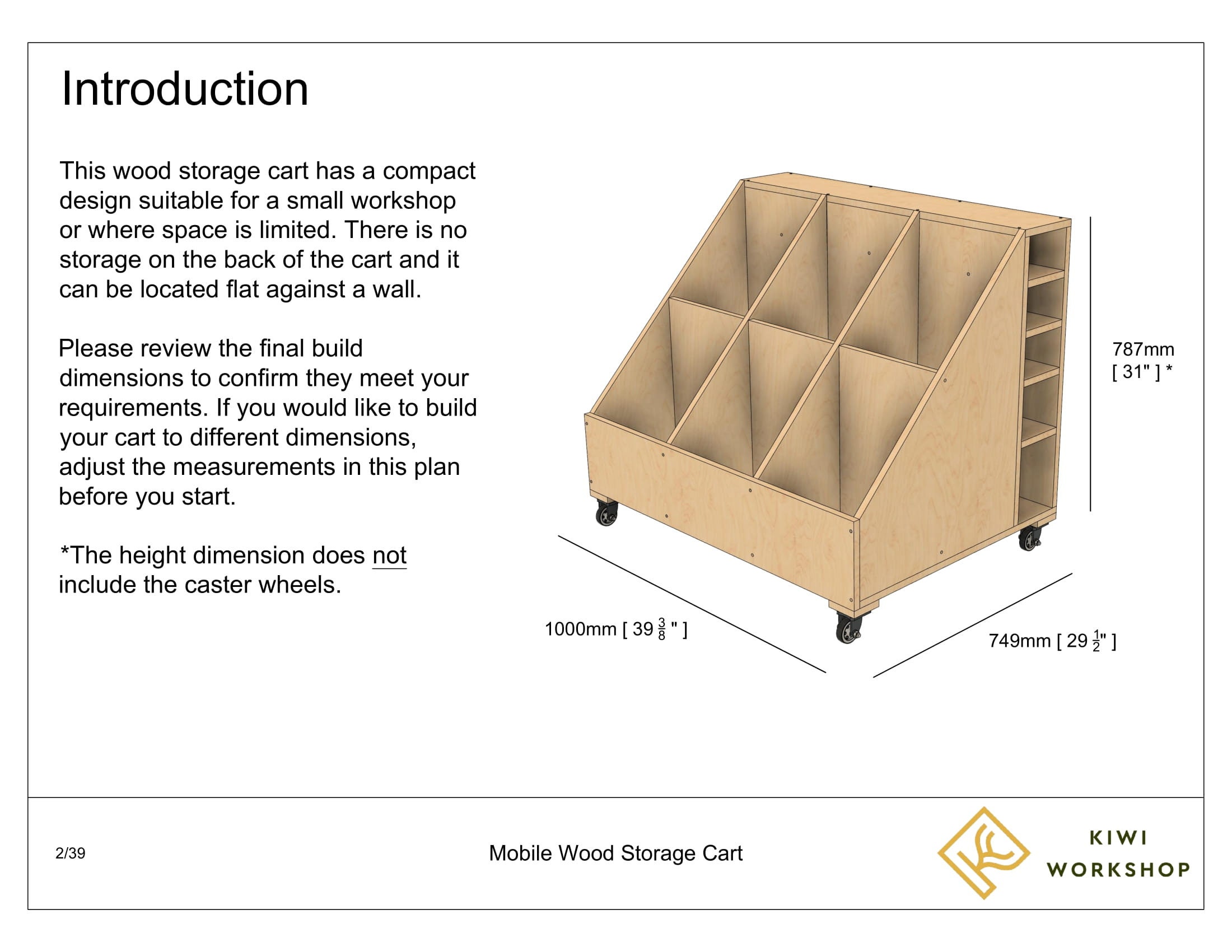 Mobile Wood Storage Cart Build Plans Etsy