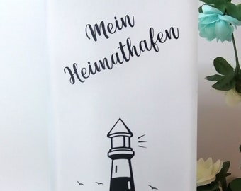 Maritime Lampe mit Spruch "Mein Heimathafen" " Tischlampe, Spruch, Deko, Wohndeko, Geschenk, Wohnaccessoires, Leuchtturm, Anker