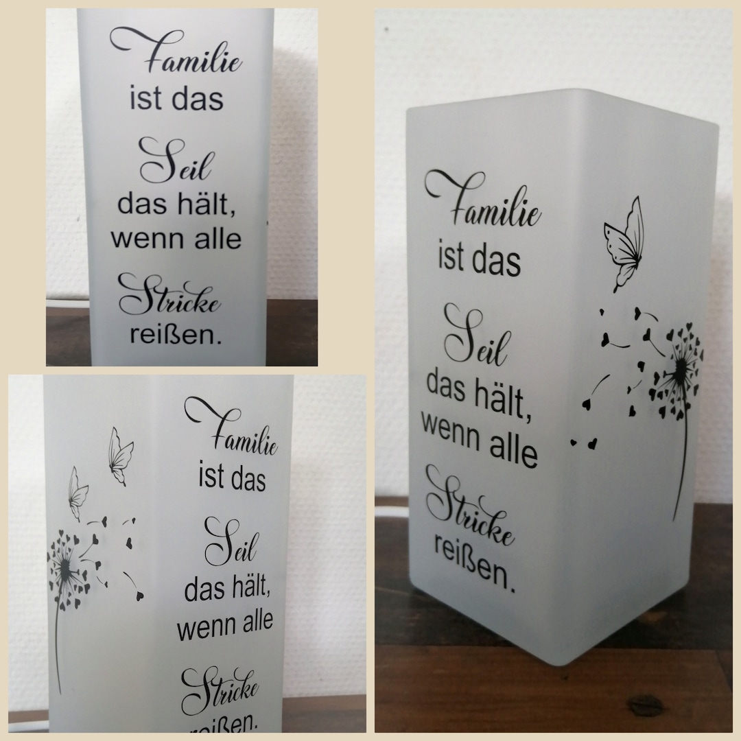 Tischlampe Lampe mit Spruch Familie ist das Seil das hält, wenn alle