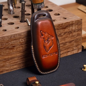 Cover For Mustang Key Case, Handcrafted Leather For Ford Mustang Select Coyote Premium GT Rall, Key Fob Cover, Birthday Gifts For Him