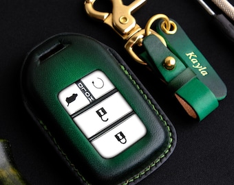 Schlüsselanhänger, handgefertigte Schlüsseletui für Civic, Accord, CR-V, HR-V, Pilot, Leder-Schlüsseletui mit Schlüsselanhänger, Geburtstagsgeschenk