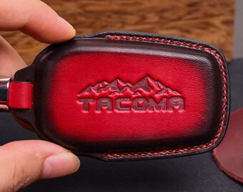 Customizable Leather Key Fob Cover for Toyota Tacoma, Key Case Fits Trd pro Sport Sr Sr5 PreRunner Limited Trailhunter, Birthday Gift