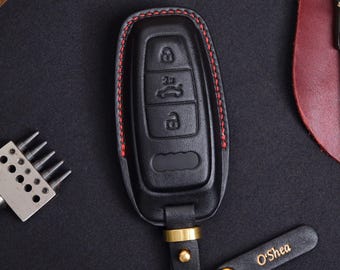 Leather Key Fob Cover for E-tron, Handmade Key Case Fits E-tron GT Q4, Q8 E-tron, Car Accessories, Gifts For Him, Gift For New Car