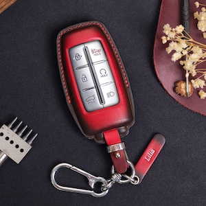 Genesis G70, G80 Key Fob Cover, Custom Leather Key Case For Genesis G70, G80, G90, GV70, GV80, Car Accessories, Personalized Gift For Mom