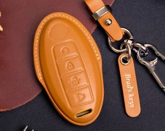 Leather Protector Case For Nissan Armada Patrol Remote Control Key, Nissan Key Fob Cover, Key Chain Nissan Armada, Personalized Gift For Him