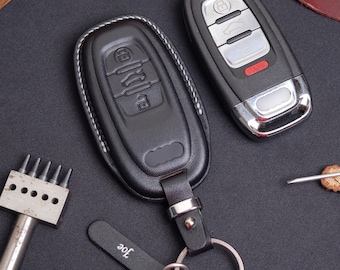 A-Series Key Fob Cover, Handmade Leather Key Case For A1 A3 A4 A5 A6 Q5, Personalized Key Fob Cover, Car Accessories, Birthday Gift For Him