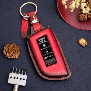 Handmade Key Fob Cover For Acura, Custom Leather Key Case For Acura Mdx Ilx Rdx Rlx Tlx, Acura Keyless Keychain Accession, Acura Key Holder