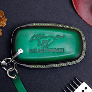 Ford Mustang Mach-E Key Fob Cover, Handmade Leather Key Case For Mustang Dark Horse, GT, Mach-1, Shelby GT500 350, Gift For Boyfriend