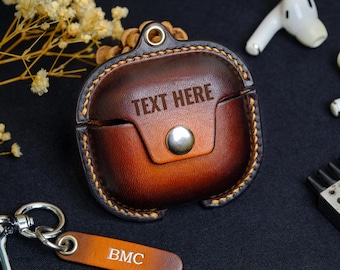 AirPods Case Cover, Handmade Leather Earphone Case for AirPods Pro Pro 2 Pro 3 AirPods 3 4, Personalised AirPods Case, Gift For Him