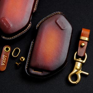 Custodia portachiavi in pelle personalizzata per Telluride (Patina), portachiavi Telluride, regalo personalizzato, regalo per lei