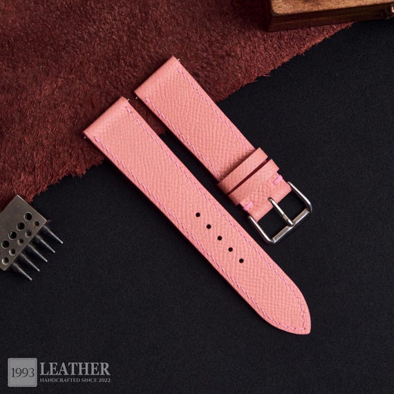 Light Pink Leather Watch Strap, Leather Watch Strap 16mm  display picture 1