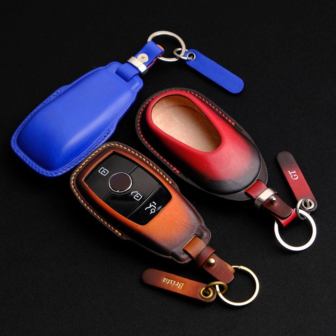 Mercedes A-class Key Fob Cover, Leather Key Case for Mercedes E-class G ...