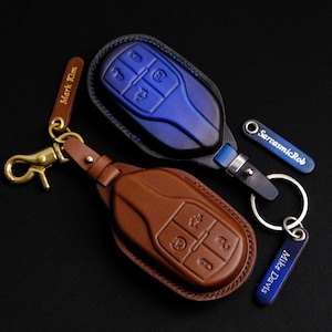 Maserati Levante Key Fob Cover, Handcraft Leather Key Case For Maserati Levante S GTS Trofeo Hybrid Diesel, Maserati Accessories