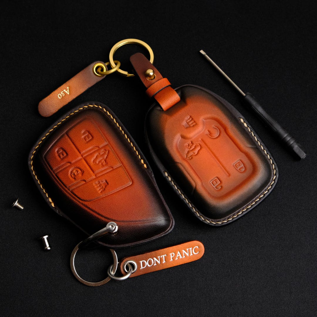 Personalized Leather Key Case for GMC Sierra, Cover for GMC Sierra 1500 ...