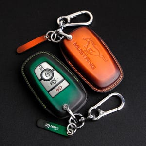 Ford Mustang Leather Key Fob Cover, Handcrafted Leather Key Case For Mustang Mach-E Select, Premium, GT, Rally, Personalized Keychain