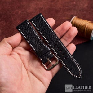 Black Leather Watch Strap Custom Size 16mm 18mm 19mm 20mm 21mm 22mm, Handmade Leather Watch Band, Choice of Width, Gift For Dad