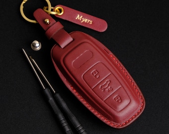 Cover For E-tron, E-tron GT, Q4, Q5, Q8, Custom Leather Key Case For Q-Series e-tron , E-tron GT Key Chain Accessories, Gift For Dad