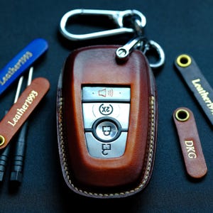 Key Fob Cover Ford Bronco Sport 3 4 5 Buttons, Ford Bronco Accessories, Leather Key Case For Smartkey Ford Bronco