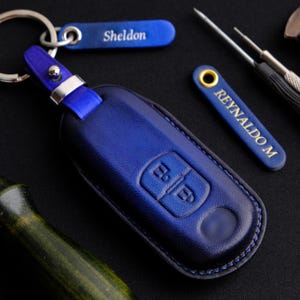 Leather Key Fob Case For Mazda CX-3, CX-5, CX-9, 3 Hatchback, 3 Buttons Mazda Key Case, Handmade Key Cover, Personalized Mazda Keychains