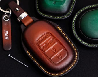 Leather Key Case For Accord Civic Pilot Trailsport Crv Hrv Passport Odyssey Sport, Keyless Remote Holder Accessory, Gift For Dad