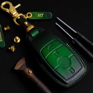 Mercedes C-Class Key Fob Cover, Handcrafted Key Case For C-Class S-Class E-Class G-class GLC-class, Mercedes Benz Accessories, Birthday Gift