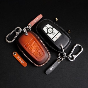 Customized Key Fob Cover For Ford Bronco, Personalized Leather Key Case For Ford Bronco Sport Raptor Bigbend... Bronco Key Holder