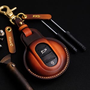 Mini 3-Door Hatch Key Fob Cover, Leather Key Cover For Mini Cooper Countryman, Clubman, 5 Doors ... Mini 3 Door Gift for Her