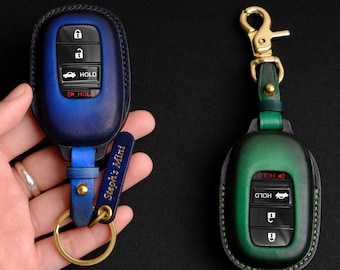 Accord Key Fob Cover, Leather Key Case for Civic, Vezel, CR-V, HR-V, Pilot, TrailSport, Passport, Insight, Keyless Remote Holder