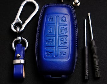 Aangepaste lederen sleutelhangerhoes voor Genesis G70, gepersonaliseerde sleutelhoes voor G70 G80 G90, handgemaakte sleutelhanger cadeau