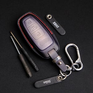 Leather Car Remote Case for A1, A3, A4, A5, A6, A7, Q3, Q5, Q7, E-tron, Custom Key Holder, Car Accessories, Premium Gift for Him or Her