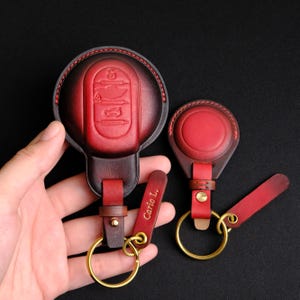 Leather Key Fob Cover For Mini John Cooper Works, Custom Key Fob Cover For Mini Countryman Clubman Hardtop,Mini JCW Key Holder,Birthday Gift