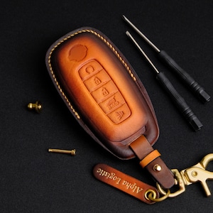 Handcraft Leather Key Case Fit For Nissan Altima, Nissan Key Fob Cover, Nissan Keychain Remotes, Gifts For Men