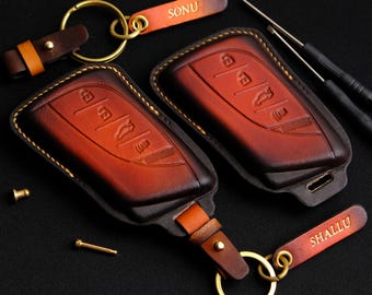Personalized Leather Key Fob Cover For Lexus LS, Lexus Keychains Keyless Remotes, Lexus Key Holder, Gift For Him