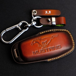 Ford Mustang Key Fob Cover, Personalized Leather Key Case For Mustang Mach E, Mach-1, GT,  Dark Horse, Shelby GT500 350, Gift For Dad