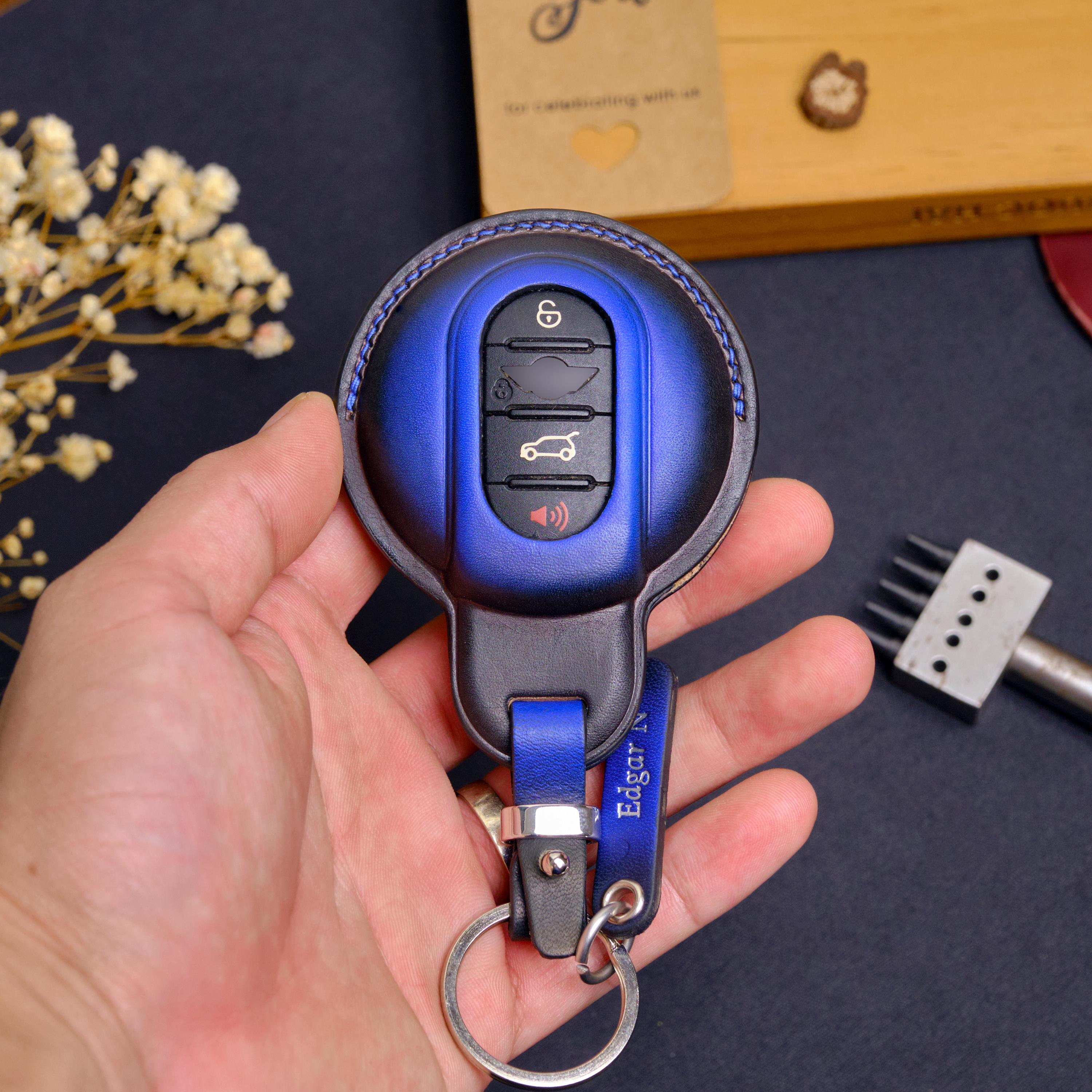 Handcrafted Leather Key Case for Mini, Custom Key Case Fits Mini Cooper ...
