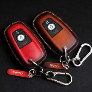 Mustang Dark Horse Custom Leather Key Fob Cover for Mach E Mach1 GT Premium Convertible, Personalized Keychain Holder, Gift For New Car