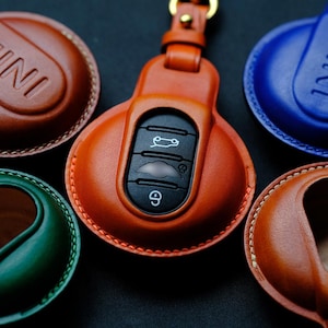 Mini Countryman Key Fob Cover, Handcrated Leather Key Fob Cover for Mini Countryman/ Aceman/ Clubman... Mini Countryman Key Fob Accessory
