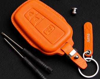 Customized Leather Key Fob Cover For Toyota 4Runner, Toyota 4Runner Keyless Remote Holder Keychain, Personalized Key Case For Toyota