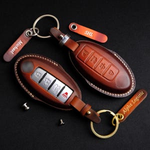 Custom Key Fob Cover For Nissan Maxima, Personalized Leather Key Fob Cover For Nissan Maxima Altima... Nissan Accessories, Anniversary Gifts