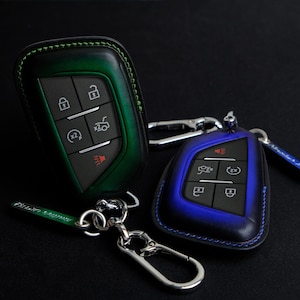 Cadillac Handmade Key Fob Cover, Leather Key Case For XT4 XT5 XT6 CT4 CT5 LYRIQ Escalade-V Seville, Key Rings Holder, Gift For Dad